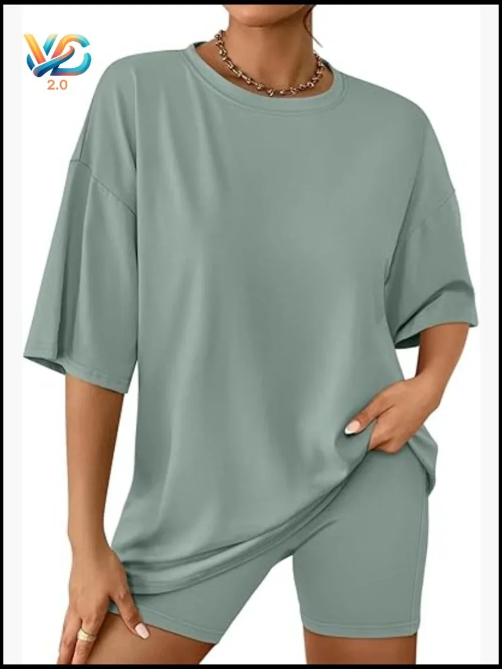 Oversized Tee and Biker Shorts Lounge Set Matching Two Piece Athleisure
